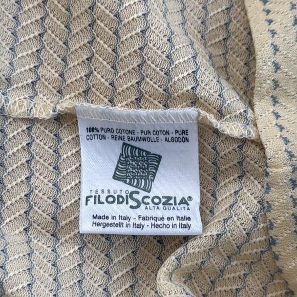 Marbas Made in Italy Polo Shirt Men XL Light Yellow Blue Stripe Golf Mesh Cotton - Picture 7 of 7